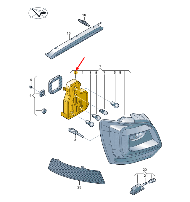 NEW VW POLO 6R REAR RIGHT LAMP BULB CARRIER RHD 6C0945258A ORIGINAL