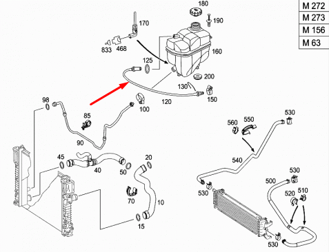 NEW MB E-CLASS W211 ENGINE COOLANT EXPANSION TANK HOSE A2115010625 ORIGINAL