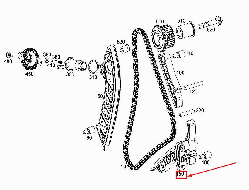 new mercedes-benz cls c257 engine chain sliding rail a2560503300 original