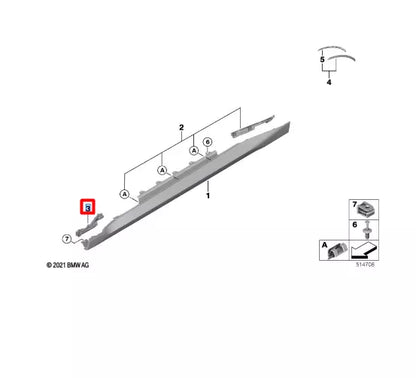 NEW BMW 2 COUPE G42 FRONT RIGHT SIDE SIDESKIRT HOLDER 51778495052 ORIGINAL
