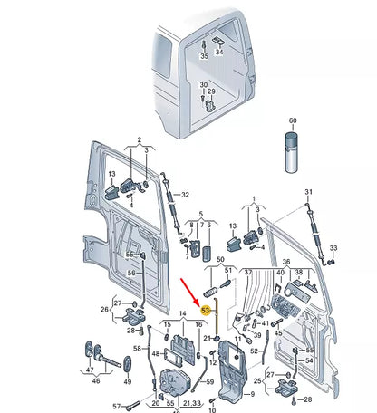 NEW VW TRANSPORTER VI T6 REAR WING DOOR PULL ROD 7H0827842