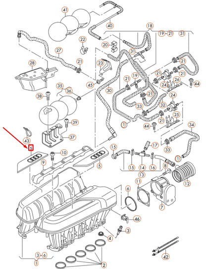 NEW AUDI R8 42 RIGHT INTAKE MANIFOLD BADGE DOVER 07L133622A ORIGINAL