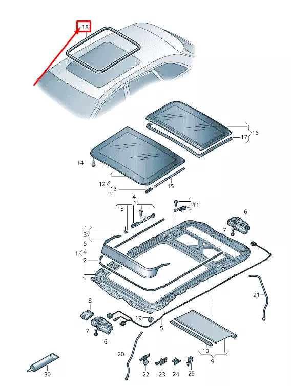 NEW AUDI A4 AVANT B9 SUNROOF FRAME OUTER SEAL 8W9877459 ORIGINAL