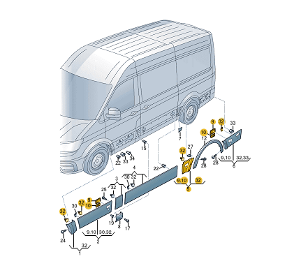 new volkswagen crafter sz right side sill protective strip 7c0853536e9b9