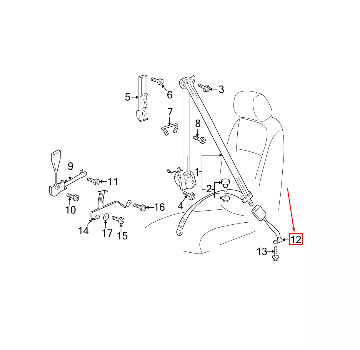 NEW VOLKSWAGEN GOLG MK7 FRONT LEFT SEAT BUCKLE 5GM857755DYLZ ORIGINAL
