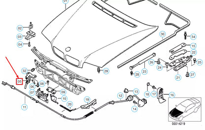 NEW BMW 7 E38 ENGINE HOOD CATCH 51238164766 8164766 ORIGINAL