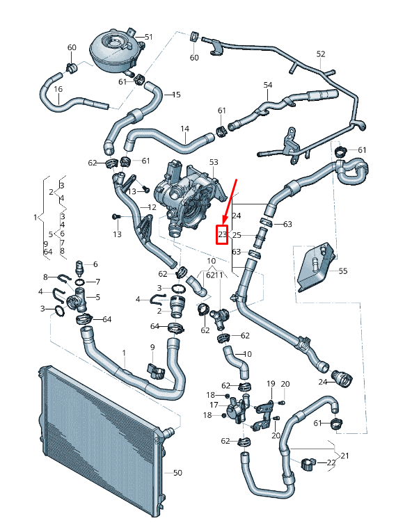 new vw tiguan ad coolant hose with quick release coupling 5qf122051ag original