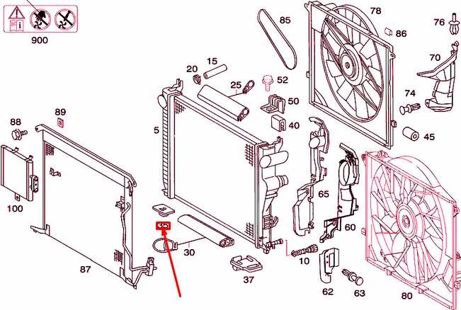 NEW MERCEDES-BENZ S W220 RADIATOT BOTTOM RUBBER BUSHING A2205040012 ORIGINAL