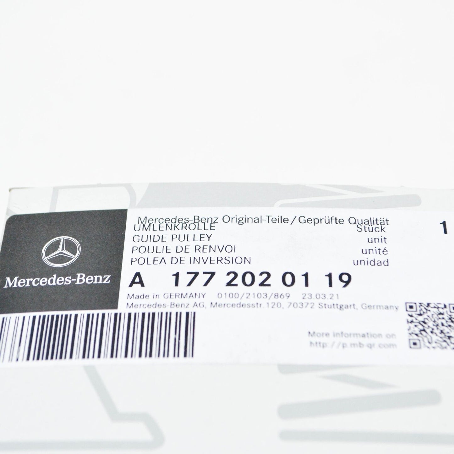 NEW MERCEDES BENZ AMG GLC X253 SERPENTINE BELT IDLER PULLEY A1772020119 ORIGINAL