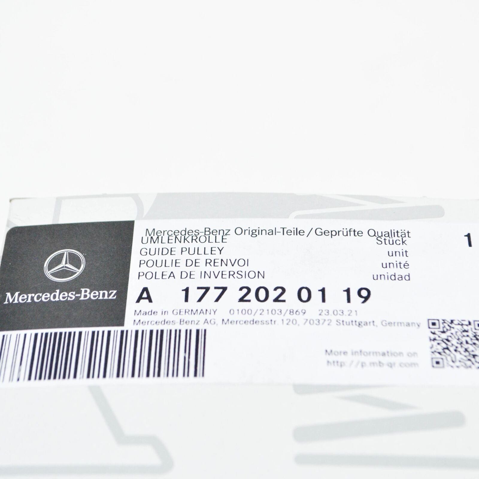 NEW MERCEDES BENZ AMG GLC X253 SERPENTINE BELT IDLER PULLEY A1772020119 ORIGINAL