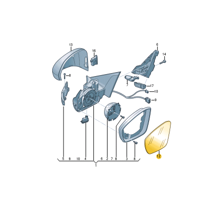 NEW VOLKSWAGEN T-ROC A11 FRONT LEFT DOOR MIRROR GLASS LHD 2GA857521G ORIGINAL