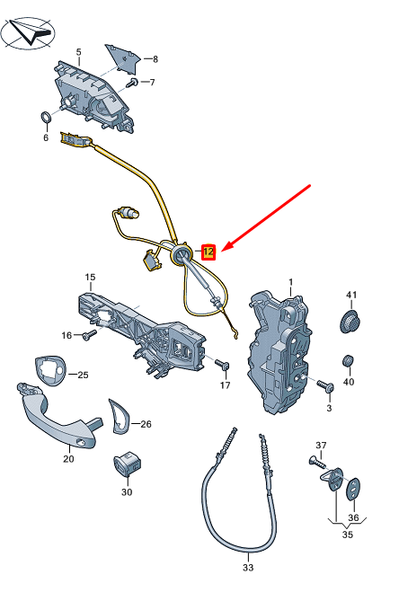 new vw id.3 e11 front left inner door lock cable 10a972295b original