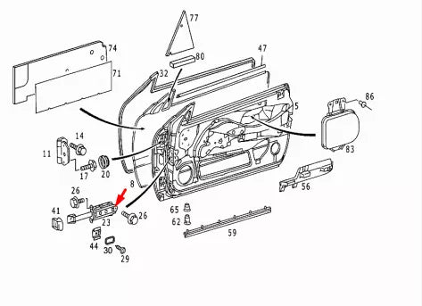 NEW MB SLK R170 FRONT DOOR CHECK STRAP A1707200116 ORIGINAL