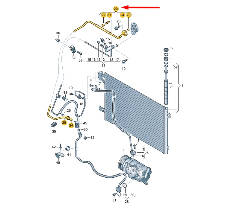 NEW VOLKSWAGEN TRANSPORTER T6 REFRIGERANT LINE LHD 7E1820743P ORIGINAL
