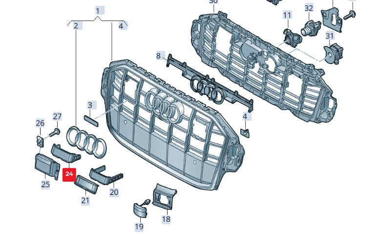NEW AUDI Q7 4M RIGHT RADIATOR GRILLE BRACKET 4M0807419 ORIGINAL