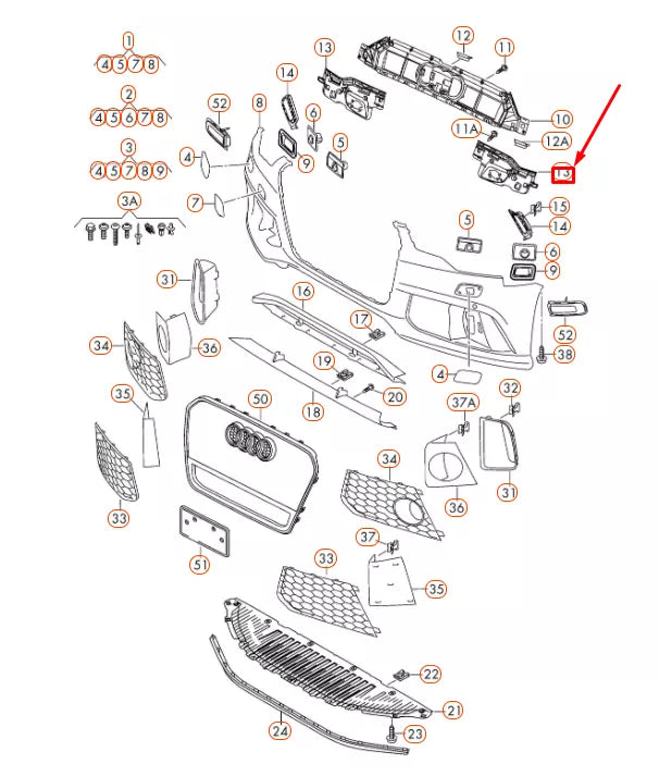NEW AUDI RS7 SPORTBACK 4G8 FRONT BUMPER RIGHT CLOSING ELEMENT 4G8807096E