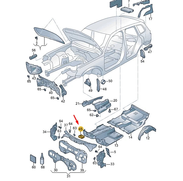 NEW VW TOUAREG 7P MK2 SELECTOR HOUSING DAMPING RHD 7P2864231A