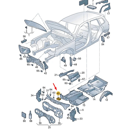 NEW VW TOUAREG 7P MK2 SELECTOR HOUSING DAMPING RHD 7P2864231A
