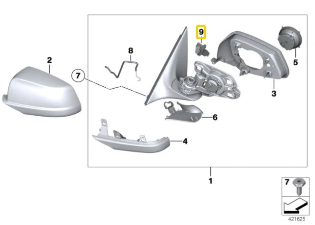 NEW BMW F07 F10 F06 F12 F02 LEFT SIDE LANE CHANGE DISPLAY WARNING 7349207