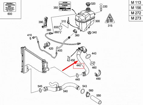 NEW MERCEDES-BENZ E-CLASS W211 RADIATOR COOLANT HOSE A2115015682 ORIGINAL