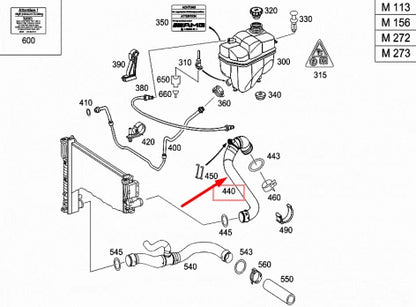NEW MERCEDES-BENZ E-CLASS W211 RADIATOR COOLANT HOSE A2115015682 ORIGINAL