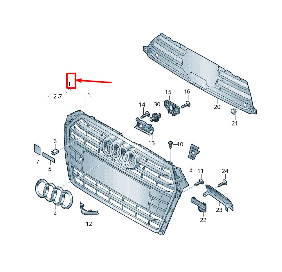 NEW AUDI A4 B9 RADIATOR GRILLE 8W0853651AC SJZ 8W0853651ACSJZ