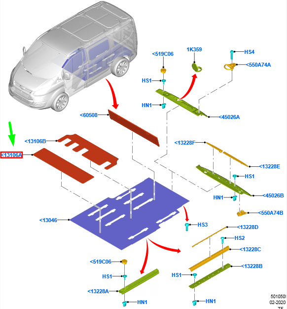 new ford transit custom mk1 rear floor mat 2507618 original