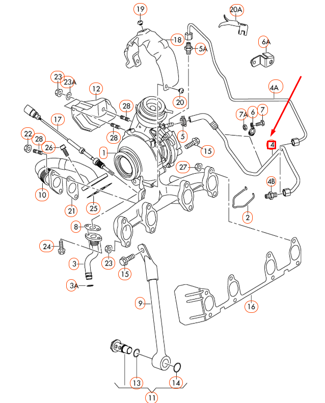 NEW AUDI A3 8P FEED OIL PIPE 03G145771J ORIGINAL