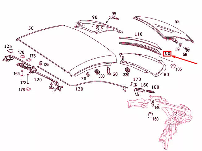 NEW MERCEDES-BENZ SL R230 C-PILLAR LEFT COVERING BEAM A2307900304