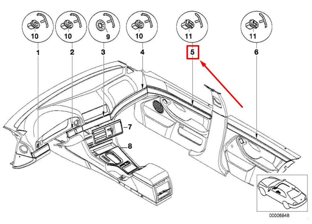 NEW BMW 5 E39 FRONT LEFT DOOR DECORATIVE STRIP 51412695577 2695577 ORIGINAL