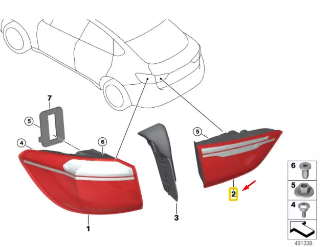 NEW BMW X6 F16 LEFT SIDE TAILGATE INNER TAIL LIGHT 63217438825 ORIGINAL