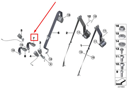 NEW BMW X5 F15, F85 REAR LOWER CENTER SEAT BELT 72117318063 7318063 ORIGINAL