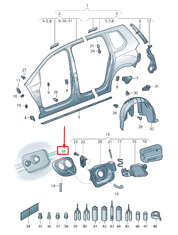 NEW VW TOURAN 5T REAR RIGHT FUEL FILLER NECK GAITER 5TA809933 ORIGINAL