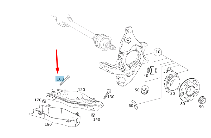 NEW MERCEDES-BENZ C W204 REAR SPRING CONTROL ARM SCREW A0039902605 ORIGINAL