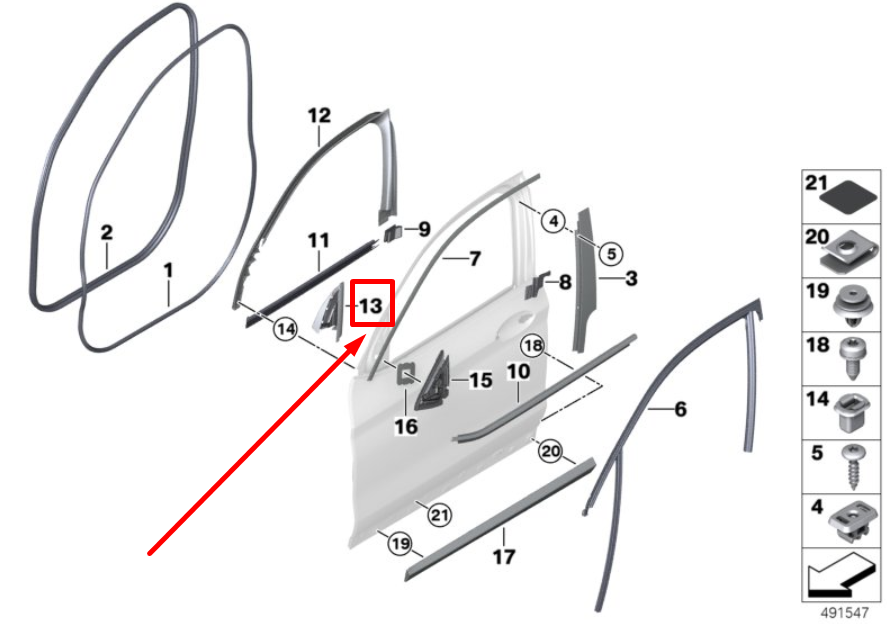 new bmw x4 g02, f98 front left door corner trim 51339476949 9476949 original