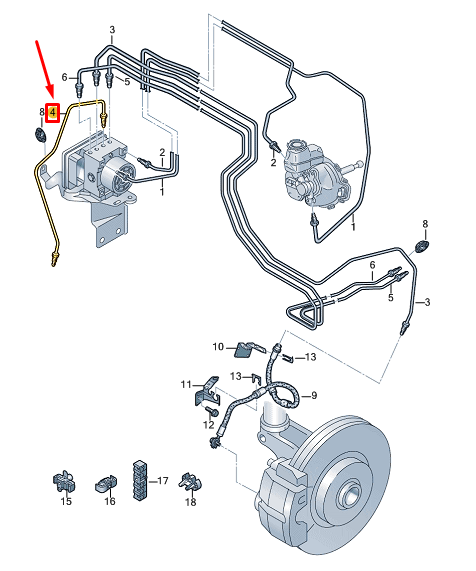 new audi q4 e-tron front right brake pipe 1eb614724 original