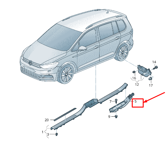 NEW VW TOURAN 5T LEFT RETAINING STRIP 5TA853231A ORIGINAL
