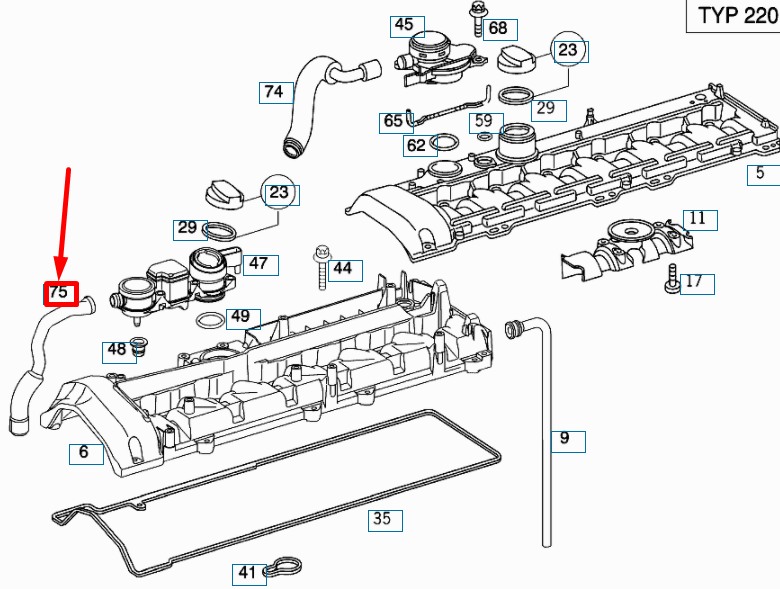 NEW MB S W220 OIL SEPARATOR PIEP AND INTAKE MANIFOLD HOSE A6480160381 ORIGINAL