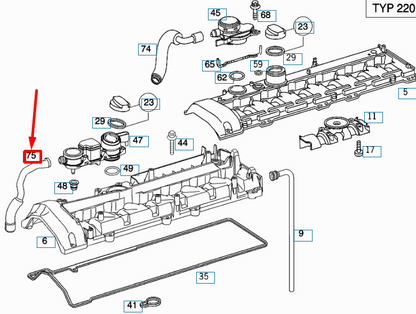 NEW MB S W220 OIL SEPARATOR PIEP AND INTAKE MANIFOLD HOSE A6480160381 ORIGINAL