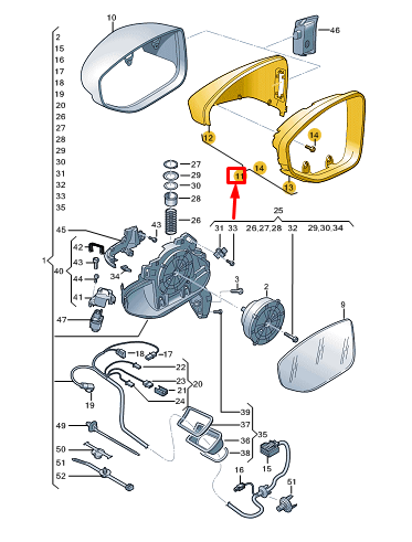 new audi e-tron gt right exterior mirror carbon housing rhd 4k2857508a original