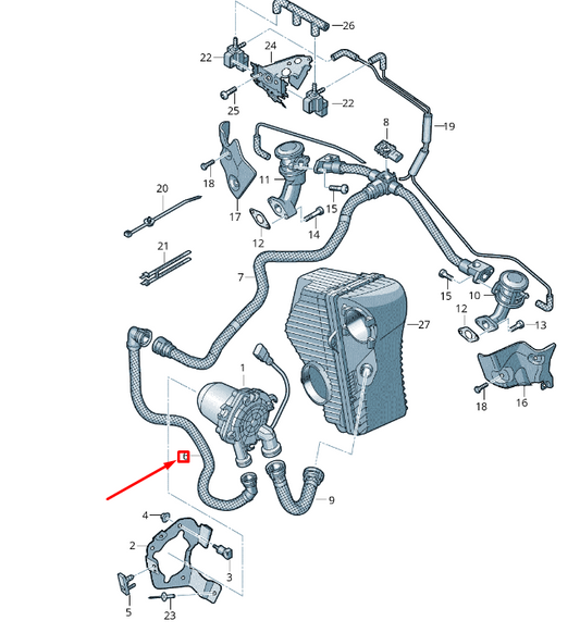 new vw touareg 7p mk2 secondary air pump connecting hose 7p0131206 original