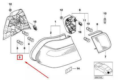 NEW BMW 3 E46 REAR LEFT TAIL LIGHT BULB HOLDER 7165865 63217165865 ORIGINAL