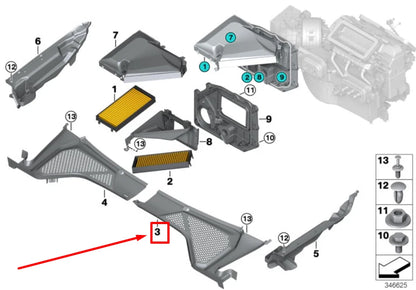 NEW BMW X5 F15 FRONT LEFT MICROFILTER HOUSING COVER 64319245593 9245593 ORIGINAL