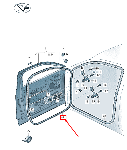 new vw touareg cr front right outer door seal rubber 7608377025ap original