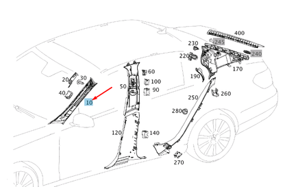 new mercedes-benz e w212 right a pillar trim a21269060257m36 original