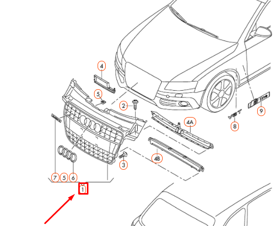 new audi a4 b8 front radiator grille 8k0853651vmz original