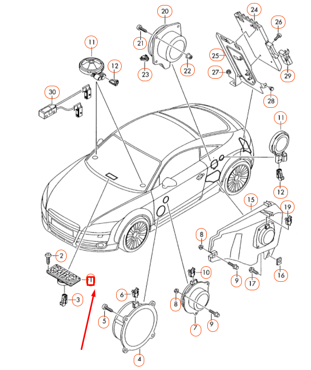 NEW AUDI TT 8J FRONT DASHBOARD CENTER SPEAKER 8J0035362 ORIGINAL