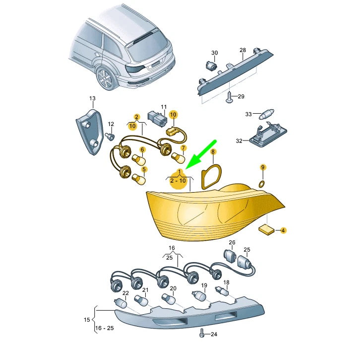 NEW AUDI Q7 4L REAR RIGHT LED TAILLIGHT 4L0945094G ORIGINAL