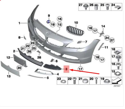 NEW BMW Z4 ROADSTER E89 FRONT BUMPER RIGHT OPEN GRILLE 51117203798 ORIGINAL