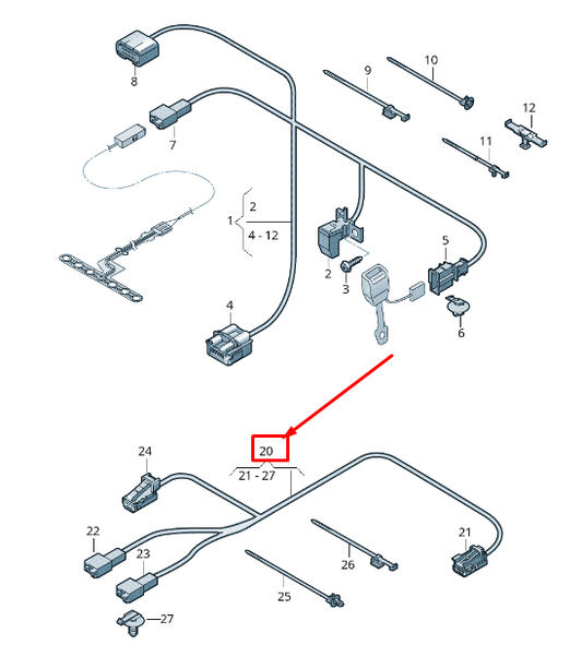 NEW AUDI Q8 4MN REAR RIGHT SEAT BELT WARNING SYSTEM HARNESS 4M8971365E ORIGINAL